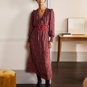 Boden Becky midi wrap dress paisley winterberry exotic  floral sz 4 petite